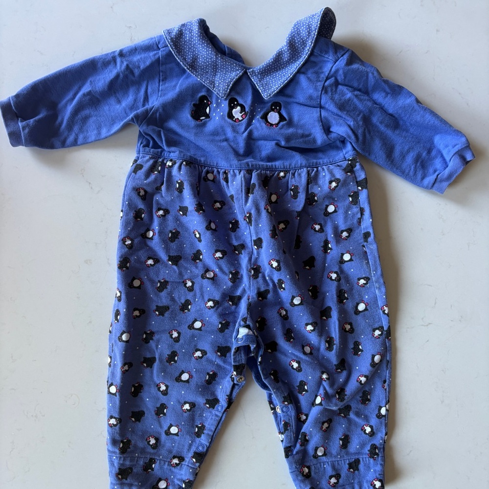 1997 Vintage Gymboree Arctic Adventure Penguin Toddler Romper